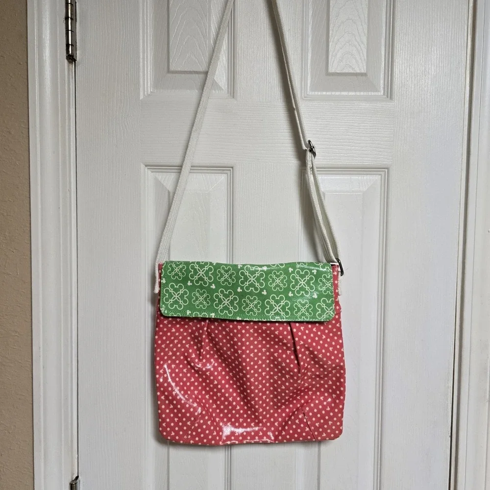 Disney Parks Crossbody Handbag Green & Red Vinyl - Picture 2 of 10